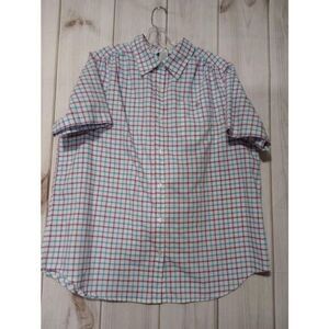 Willow Lane Womens 18W Plaid Short Sleeve Button Up‎ Shirt Purple Blue 30-3793-4